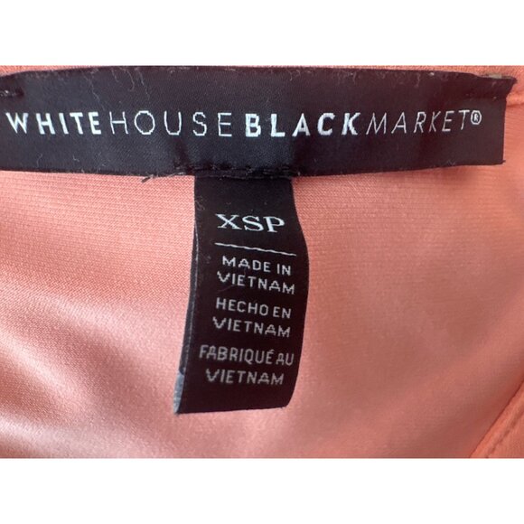2/$30 White House Black Market XSP Coral Blouse Ruffled V-Neck Rhinestone Button - Picture 4 of 12